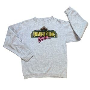 Vintage 90s Tultex Universal Studios Florida Distressed Gray Crewneck Sweatshirt
